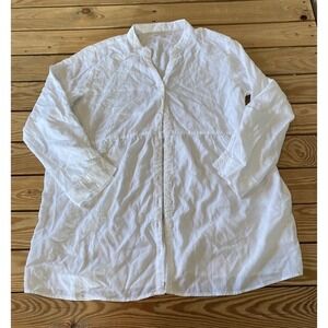 Side Stitch Button Up Shirt Petite Size Medium PM Women’s White Long Sleeve